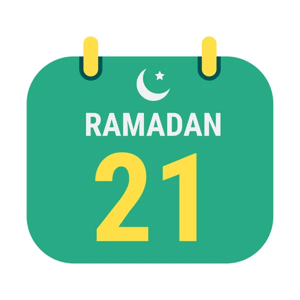 21Esimo Ramadan Festeggia Con Lune Mezzaluna Bianca Dorata Inglese Ramadan — Vettoriale Stock