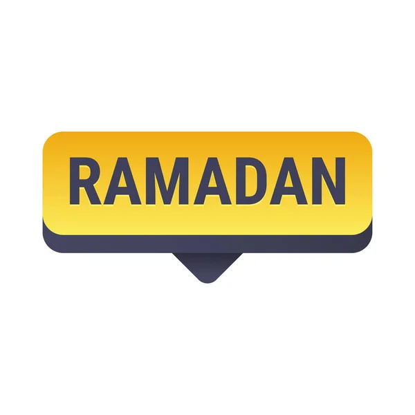 Bandiera Callout Vettoriale Gialla Ramadan Kareem Con Luna Tipografia Araba — Vettoriale Stock
