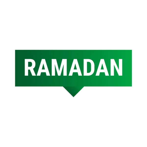Bandiera Callout Vettoriale Verde Scuro Ramadan Kareem Con Luna Tipografia — Vettoriale Stock