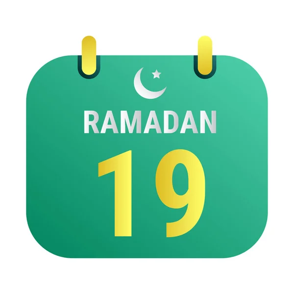 19E Ramadan Vier Het Met Witte Gouden Halve Maan Manen — Stockvector
