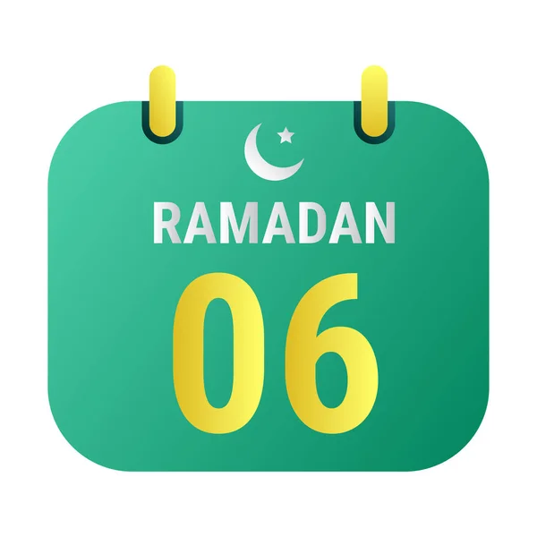 Sjätte Ramadan Fira Med Vita Och Gyllene Halvmånar Och Engelsk — Stock vektor