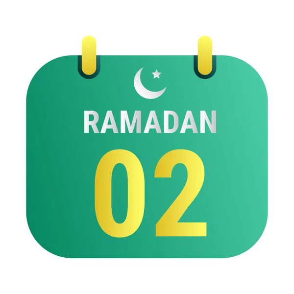 Countdown 2Nd Ramadan Celebrate White Golden Crescent Moons English Ramadan — Stock Vector