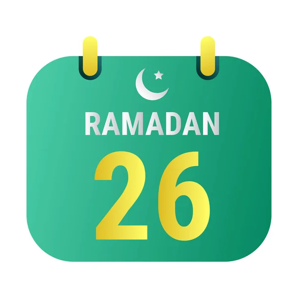 26Th Ramadan Celebrate White Golden Crescent Moons English Ramadan Text — Stock Vector