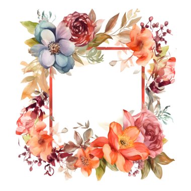 Blush Pink ve Peach Flowers ile Dijital Çiçek Çerçevesi. Gelinlik partisi davetiyeleri için mükemmel. Beyaz Arkaplan