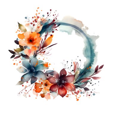 Güllü klasik çiçek çerçevesi tasarımı; şakayıklar; ve hassas yapraklar Beyaz Arkaplan