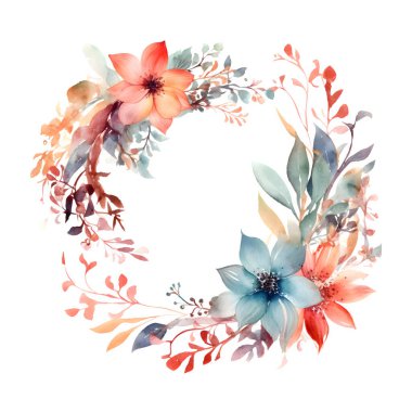 Yaban çiçekleri ve yeşillik içeren kır çiçekleri çerçevesi