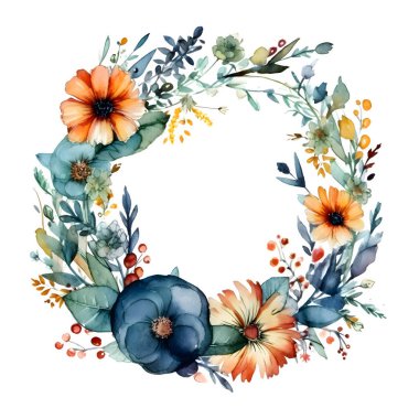 Çiçekli Botanik Çerçeve Tasarımı: Yapraklar ve Dallar. Bahar ya da Yaz Davetiyeleri için mükemmel, tebrik kartları, posterler ve daha fazlası için. El çizimi Beyaz Arkaplan