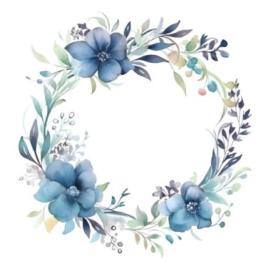 Pastel çiçekli yumuşak ve rüya gibi botanik çerçeve Beyaz Arkaplan