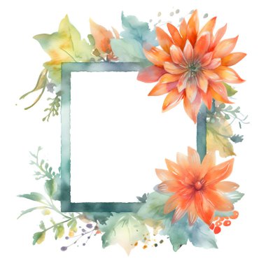 Güllü klasik çiçek çerçevesi tasarımı; şakayıklar; ve hassas yapraklar Beyaz Arkaplan