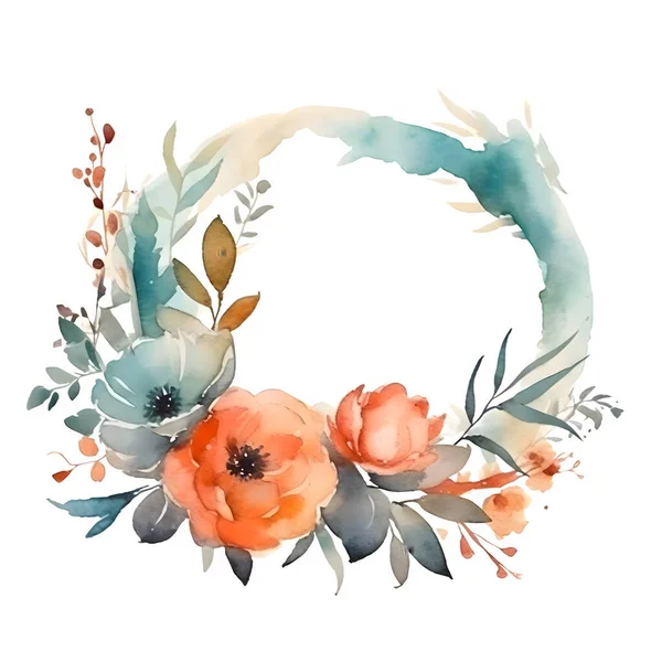 Marco Floral Rústico Digital Con Flores Silvestres Hojas Eucalipto Perfecto —  Fotos de Stock