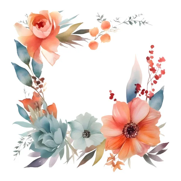 Digital Beautiful Floral Frame Design Για Προσκλήσεις Γάμου Ευχετήριες Κάρτες — Φωτογραφία Αρχείου