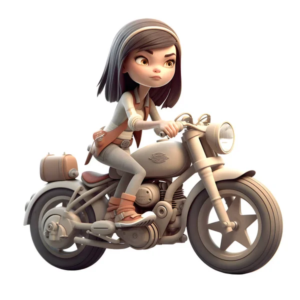 Mulheres Motociclista Bonito Com Energia Vibrante Personagens Animados Para Projetos — Fotografia de Stock
