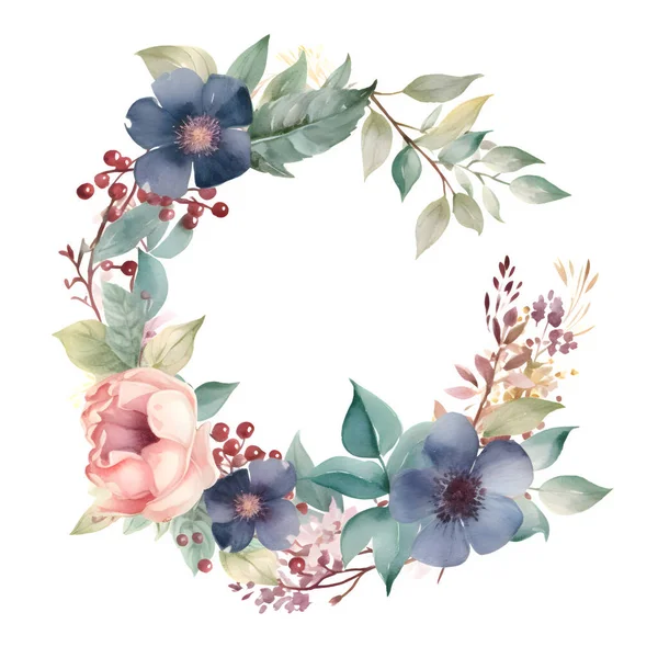 用于婚宴或贺卡的数字漂亮花框设计 软膏色的花朵和叶子 白人背景 — 图库照片