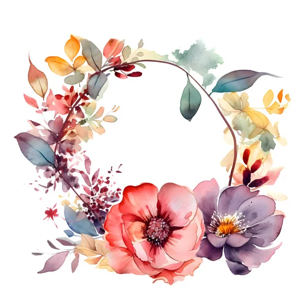Цифровий Вінтажний Ботанічний Дизайн Ніжними Рожевими Трояндами Зеленню Білий Фон — стокове фото