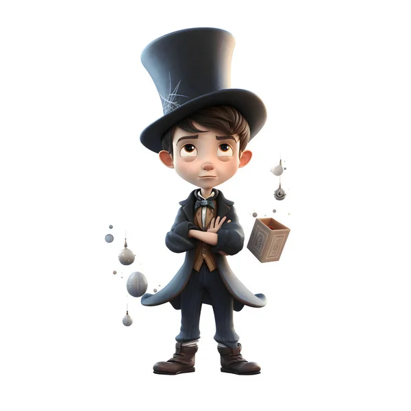 Whimsical 3D Boy Magician with Fairy Dust Perfect for Fairy Tale or Mythical Inspired Designs White Background