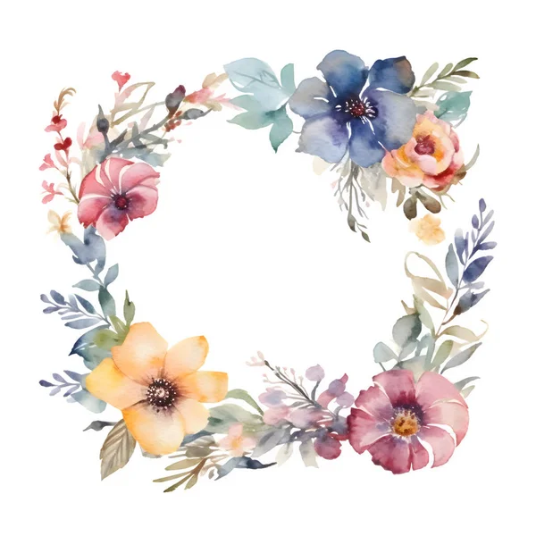Digital Elegante Coroa Floral Com Delicada Vegetação Fundo Branco — Fotografia de Stock