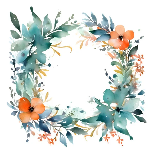 Verdura Rústica Digital Flor Frame Design Para Casamentos Eventos Verão — Fotografia de Stock
