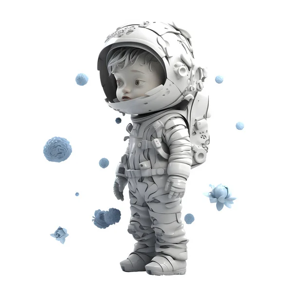 Render Astronaut Med Space Helmet Vit Bakgrund Vit Bakgrund — Stockfoto
