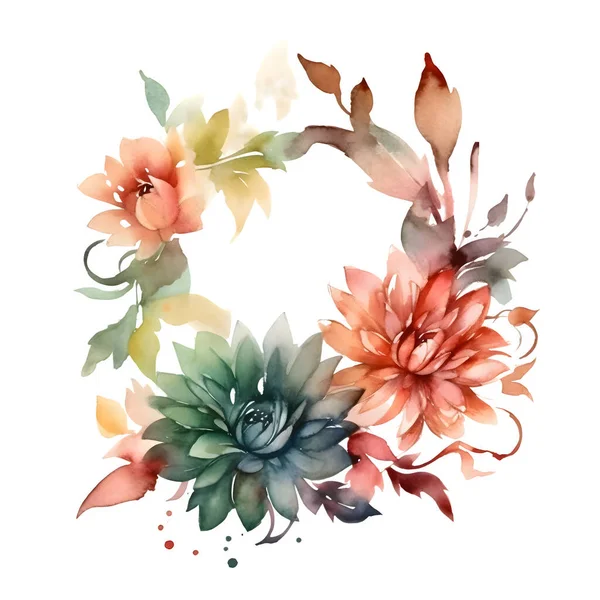 エレガントな書道テキストとデジタルロマンチックな花の花輪白の背景 — ストック写真
