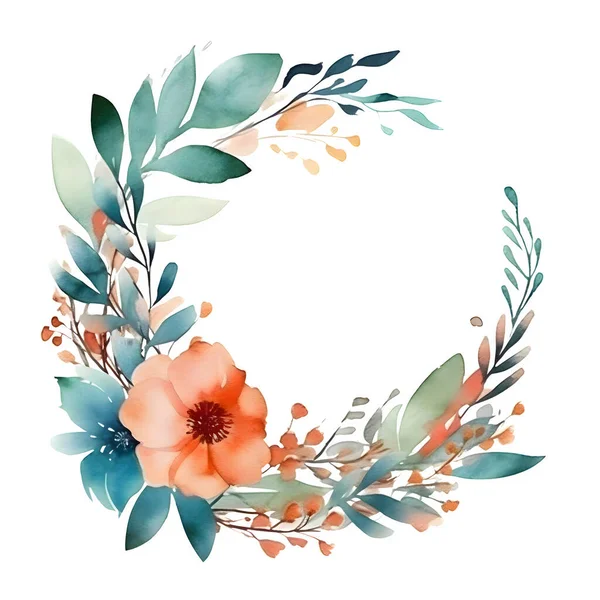 Digital Beautiful Floral Frame Design Wedding Invitations Greeting Cards Flowers — Stock Photo, Image