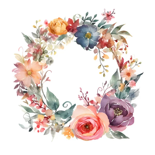 数码花卉框架与玫瑰和绿色 完美的新娘不伦瑞克邀请函 白人背景 — 图库照片