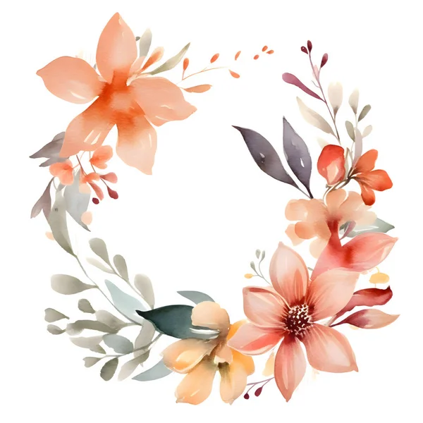 Digital Rustic Greenery Flower Frame Design Summer Weddings Events Peonies — Stock Photo, Image