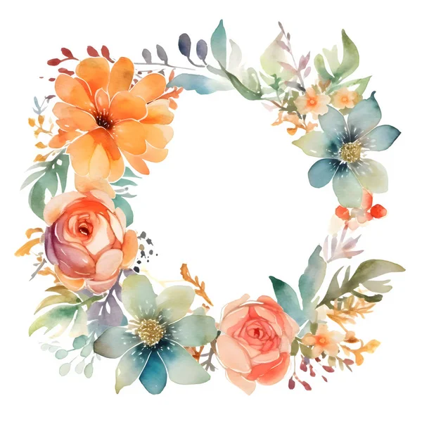 Elegant Blommig Akvarell Ram För Bröllopsinbjudningar Och Gratulationskort Vit Bakgrund — Stockfoto