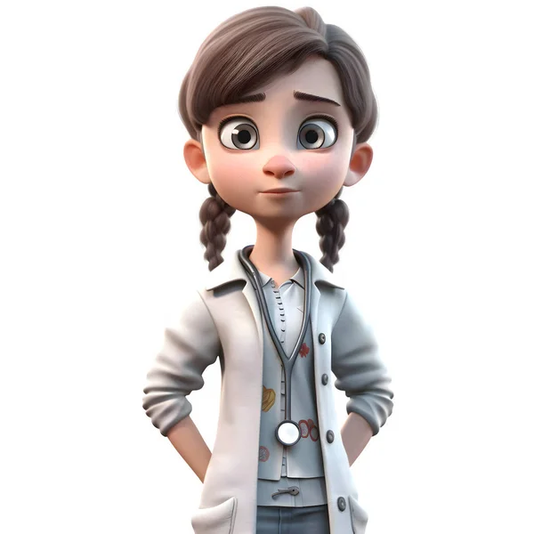 医療業界プロジェクトのための本格的かつ専用モデルの医師の女性を真剣にケアホワイト背景 — ストック写真
