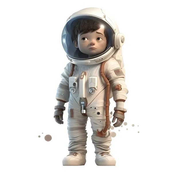 Astronaut Διαστημική Στολή Στέκεται Λευκό Φόντο Λευκό Φόντο — Φωτογραφία Αρχείου