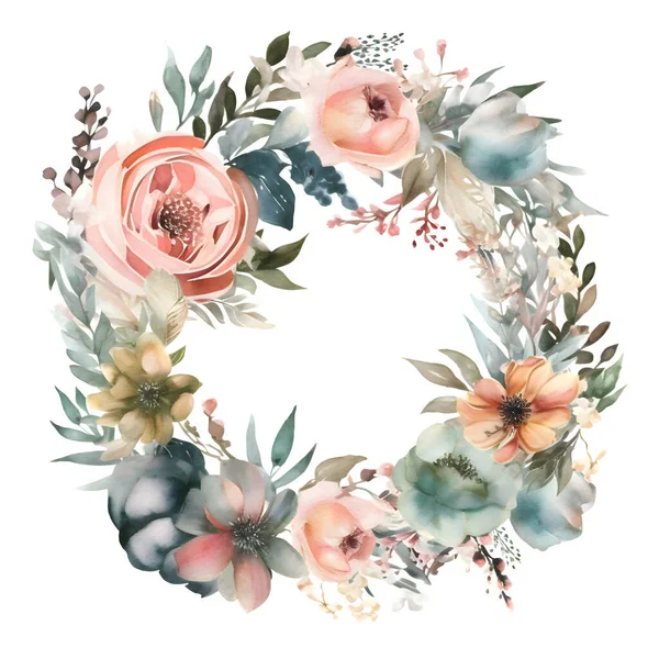 Вінтажний Квітковий Дизайн Рамки Трояндами Півонії Ніжне Листя Білий Фон — стокове фото