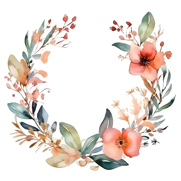 Cadre Floral Style Boho Avec Plumes Papillons Design Invitation Romantique — Photo