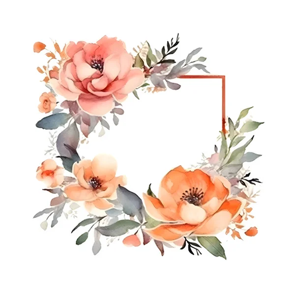 Invitation Élégante Avec Cadre Floral Aquarelle Texte Calligraphie Fond Blanc — Photo