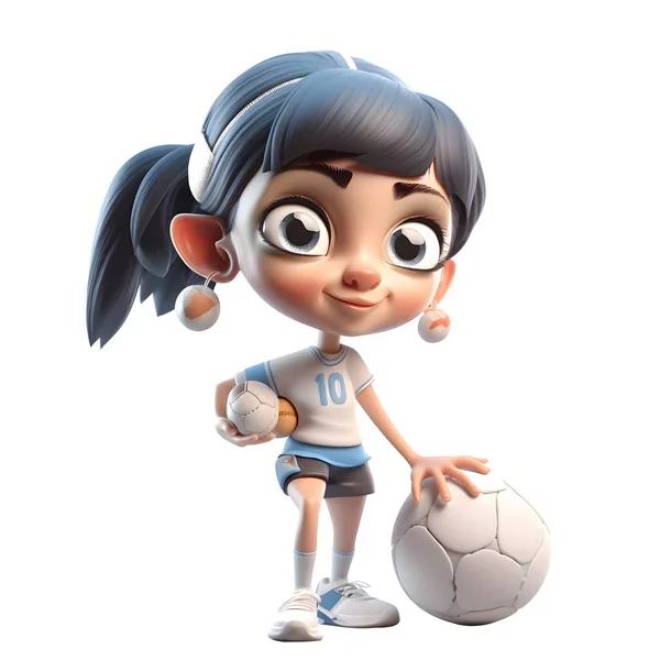 Voetbal Sensatie Schattig Meisje Speler Witte Achtergrond — Stockfoto