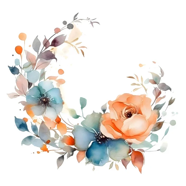 Βοτανικός Σχεδιασμός Πλαίσιο Λουλουδιών Αγριολούλουδα Φύλλα Και Κλαδιά Ιδανικό Για — Φωτογραφία Αρχείου