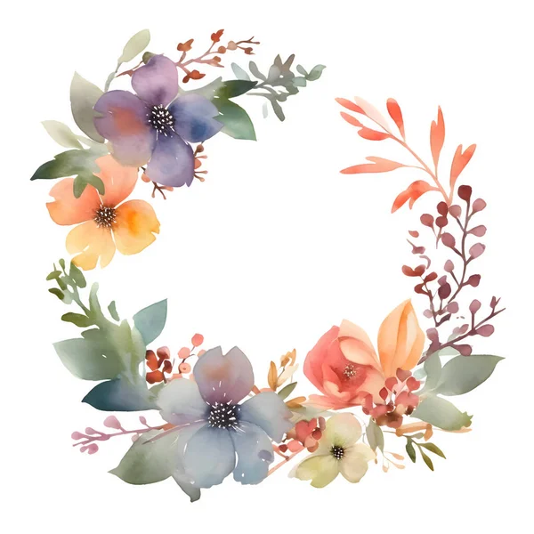 Смілива Акварельна Квіткова Рамка Глибоким Фіолетовим Цвітінням Білий Фон — стокове фото