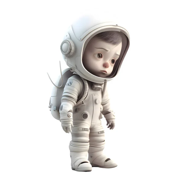 Pequeño Paso Astronauta Traje Espacial Blanco Contra Fondo Blanco Fondo —  Fotos de Stock