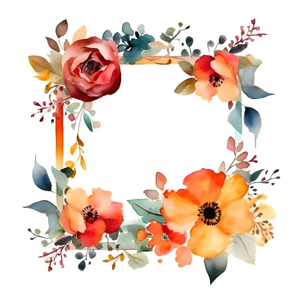 Invitación Floral Rústica Con Tonos Terrosos Texturas Naturales Fondo Blanco — Foto de Stock