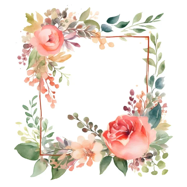 Garden Party Invitation Floral Frame Pastel Colors — 스톡 사진