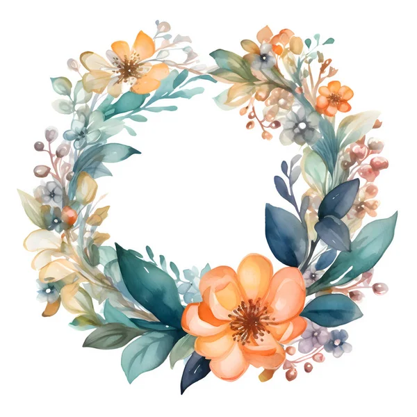 Färgglada Blommiga Gränsen Med Våren Blommor Och Blommor Botanisk Akvarell — Stockfoto