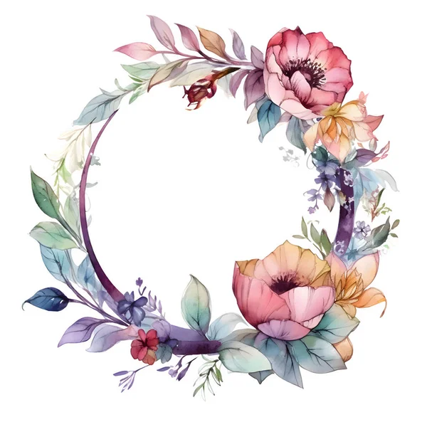 手绘花卉边框 上有淡淡的粉红色和桃花 浪漫与梦幻的设计 白人背景 — 图库照片