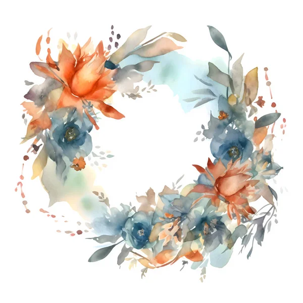 Ботанічний Watercolor Floral Frame Feathers Ідеально Підходить Богемського Задуму Біле — стокове фото