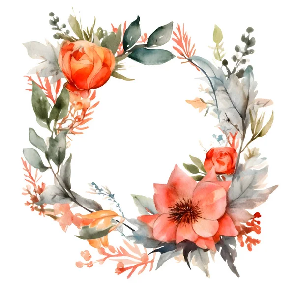 Elegante Bloemen Aquarel Frame Voor Bruiloft Uitnodigingen Wenskaarten Witte Achtergrond — Stockfoto