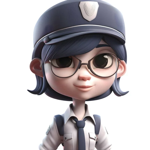 かわいい3D警察の女性モデルホワイトの背景 — ストック写真