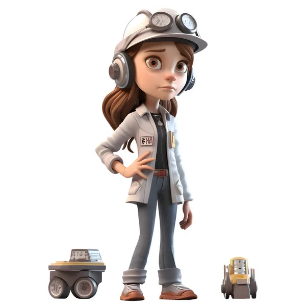 Innovative Resourceful Engineer Women Ingenious Clever Characters Product Design Presentations — Stock Photo, Image