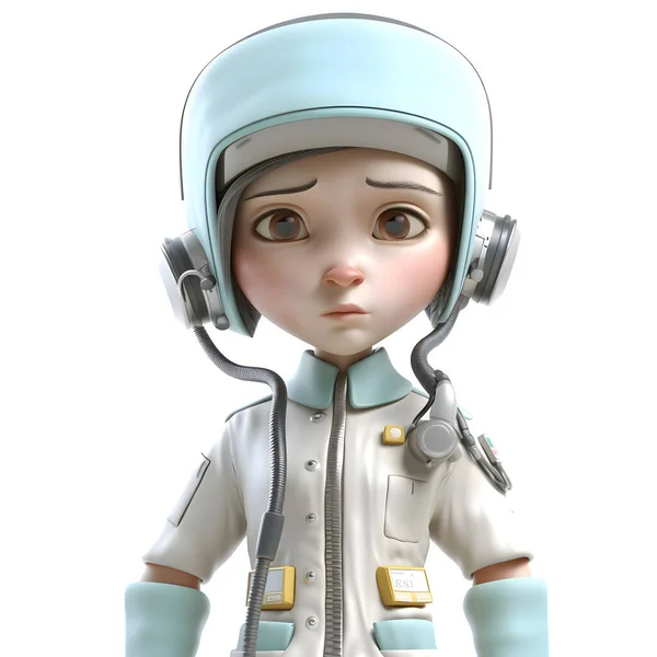 Περιπέτεια Περιμένει Κορίτσι Πιλότος Χαρακτήρα Λευκό Φόντο Μας — Φωτογραφία Αρχείου