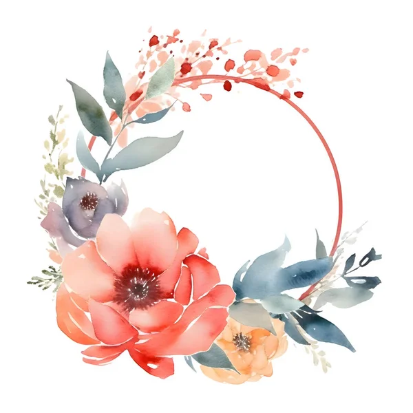 Вінтажний Ботанічний Дизайн Ніжними Рожевими Трояндами Зеленню Білий Фон — стокове фото