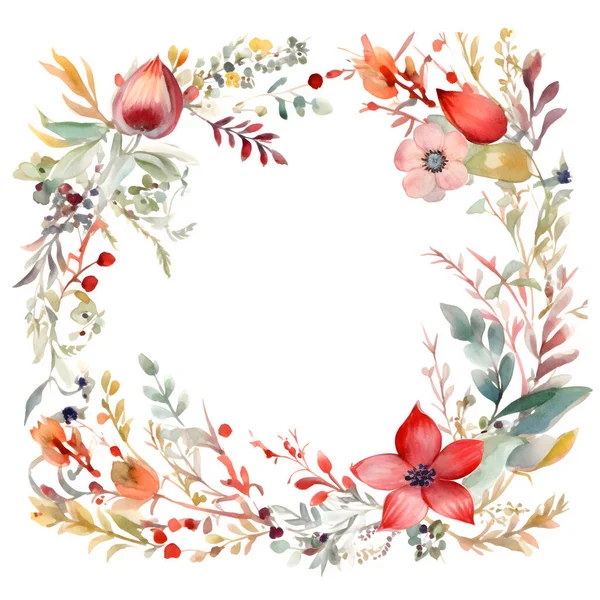 Hand Drawn Floral Wreath Whimsical Calligraphy Text White Background — Stock Photo, Image