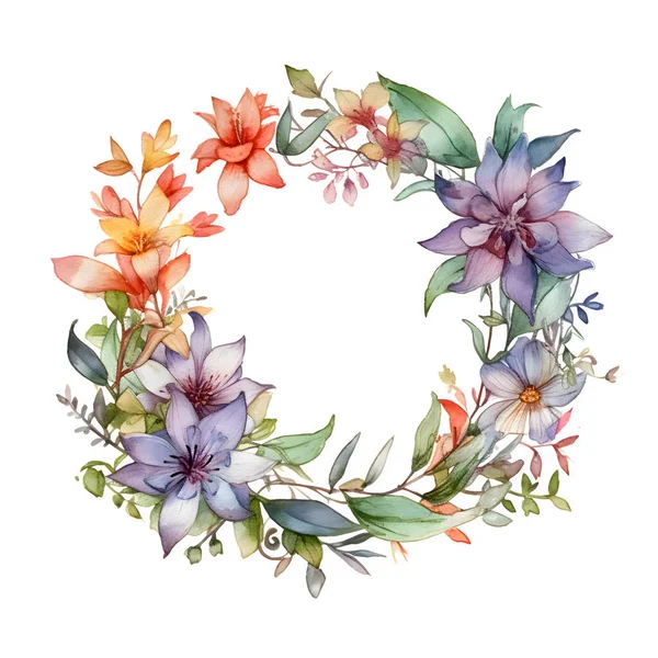 Elegantes Botanisches Hochzeitseinladungsset Mit Aquarellblumen Und Grünem Hintergrund — Stockfoto