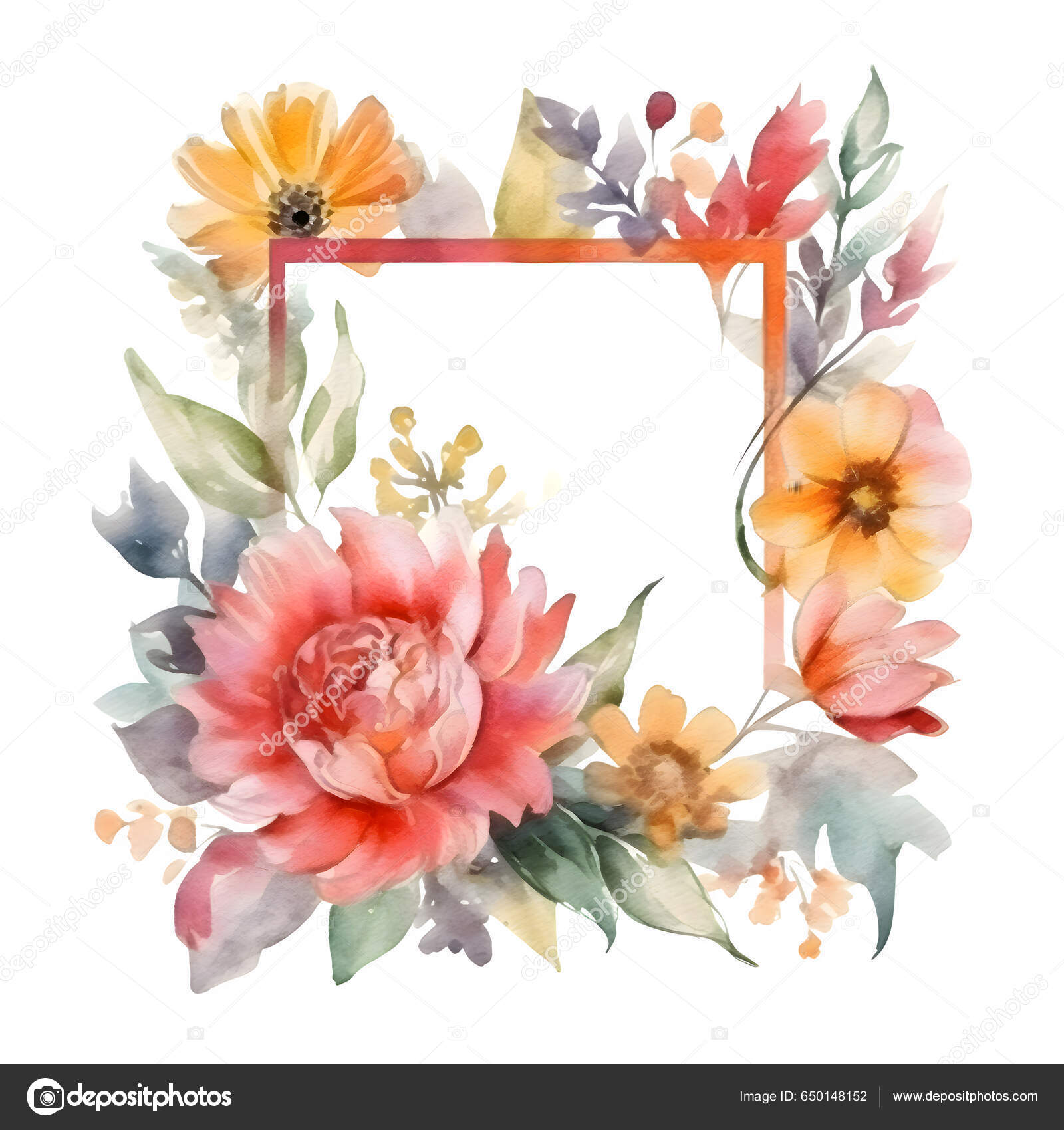 Blooming orange floral frame design