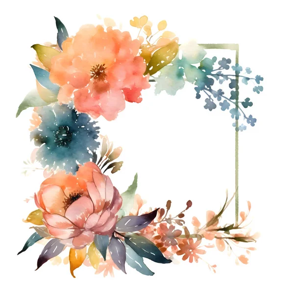 Garden Party Invitation Dengan Floral Frame Dan Pastel Colors Latar — Stok Foto